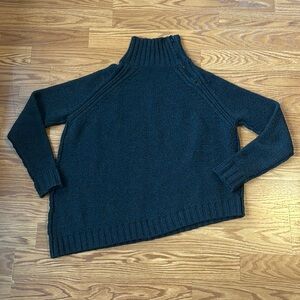 Joseph Asymmetric Hem Brown and Blue Chunky Knit Wool Zip Sweater Size Small